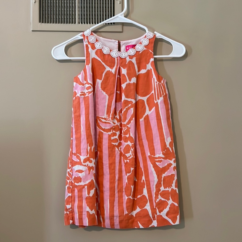 Lilly, Pulitzer, orange and pink shift dress